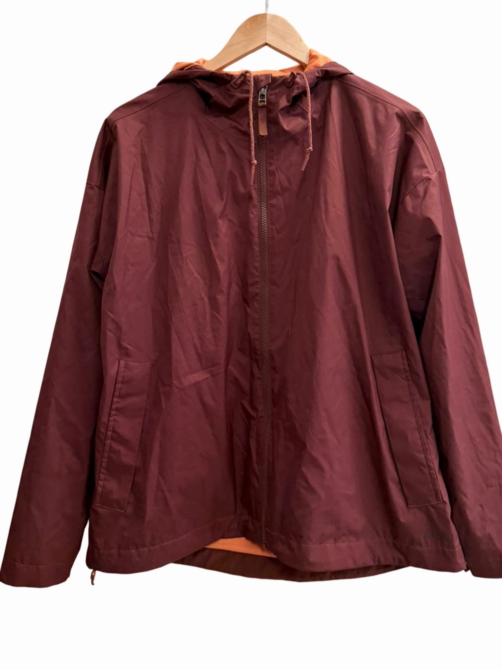 REI Co-op Groundbreaker Rain Jacket Women’s Medium Burgundy Orange Hooded